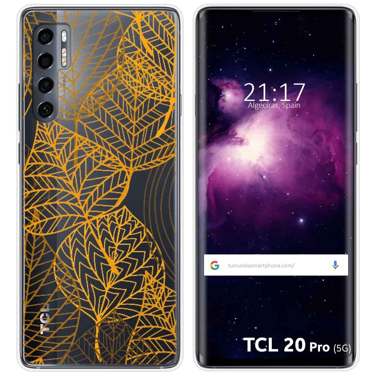 Funda Gel Transparente para TCL 20 Pro 5G diseño Hojas Dibujos