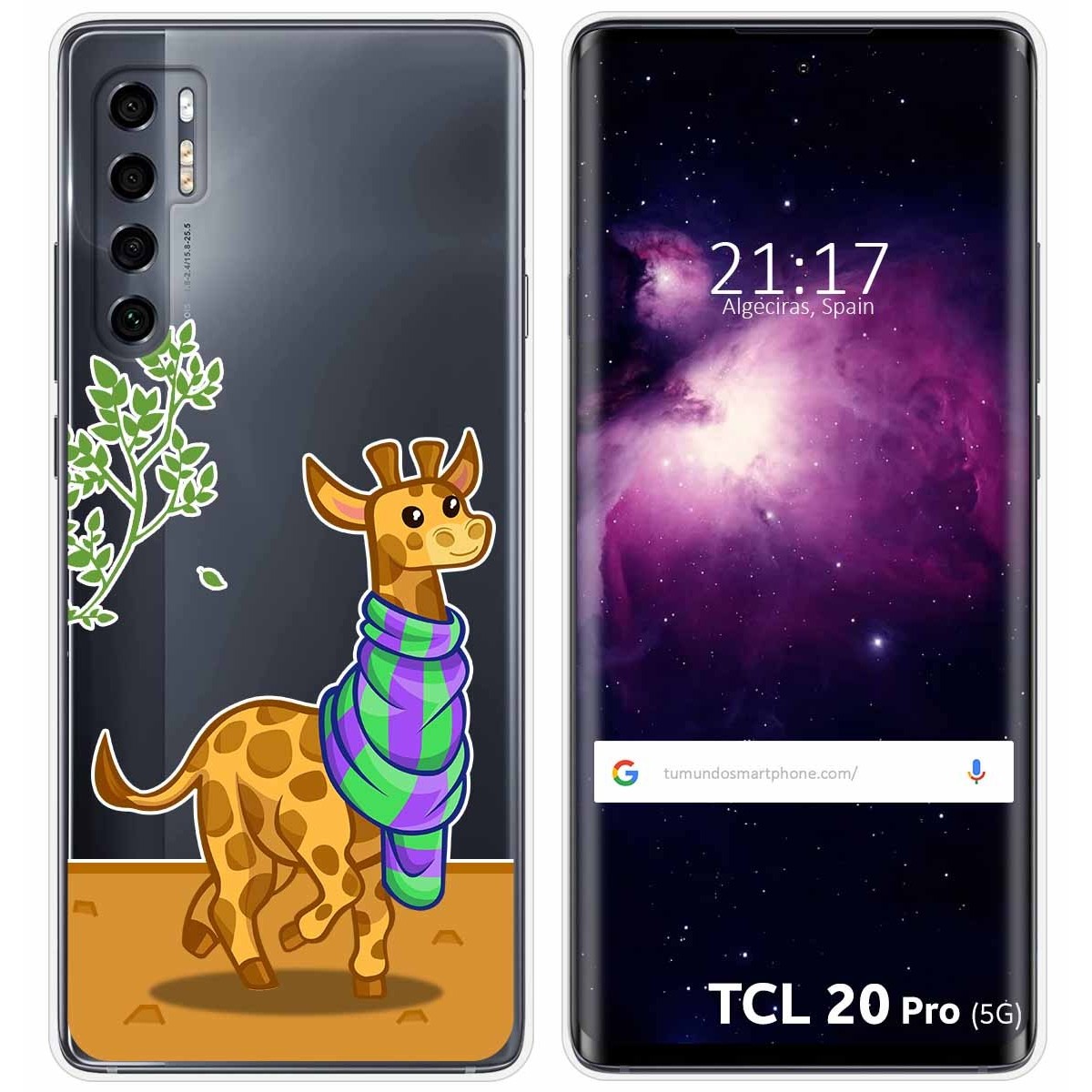 Funda Gel Transparente para TCL 20 Pro 5G diseño Jirafa Dibujos