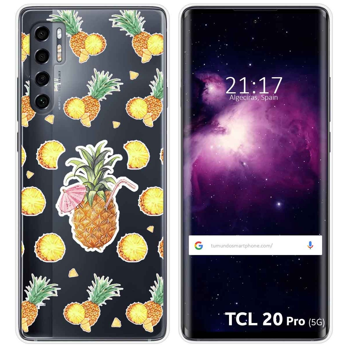 Funda Gel Transparente para TCL 20 Pro 5G diseño Piña Dibujos