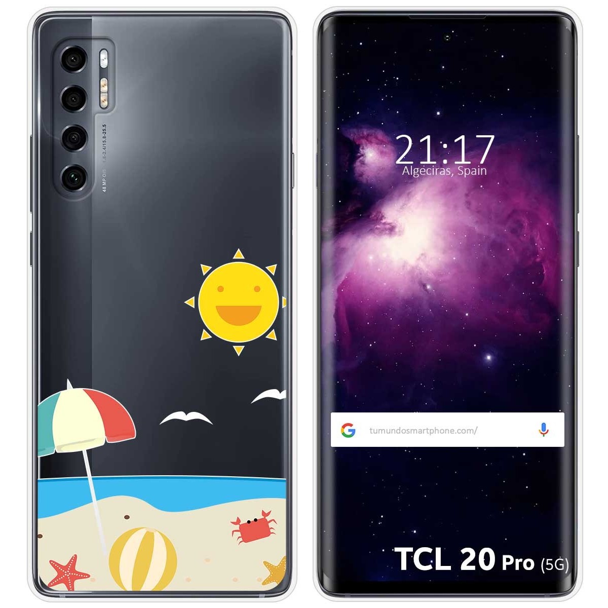 Funda Gel Transparente para TCL 20 Pro 5G diseño Playa Dibujos