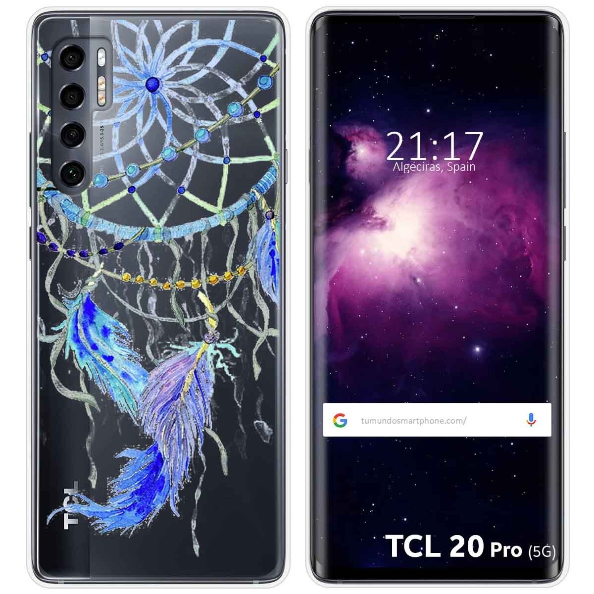 Funda Gel Transparente para TCL 20 Pro 5G diseño Plumas Dibujos