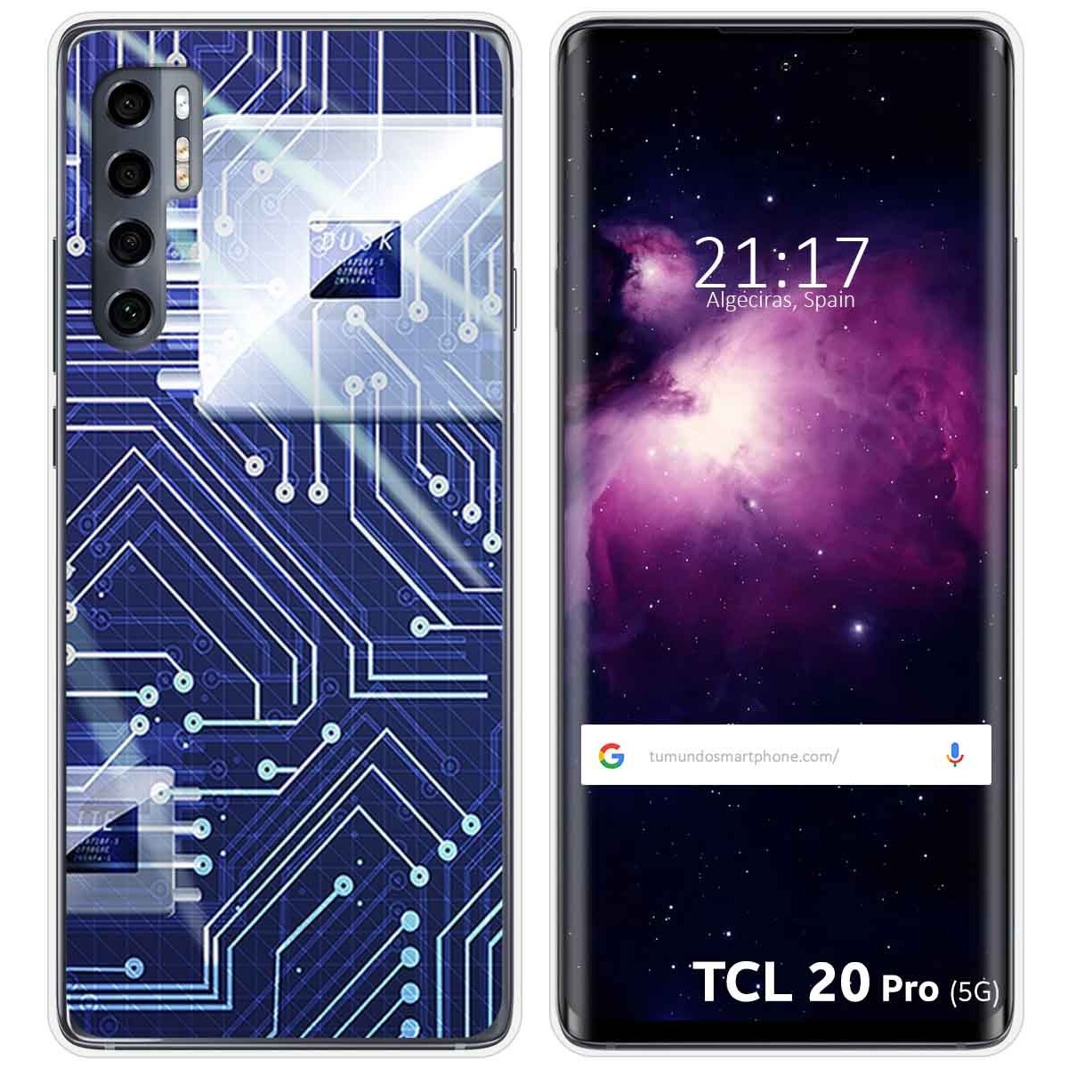 Funda Gel Tpu para TCL 20 Pro 5G diseño Circuito Dibujos