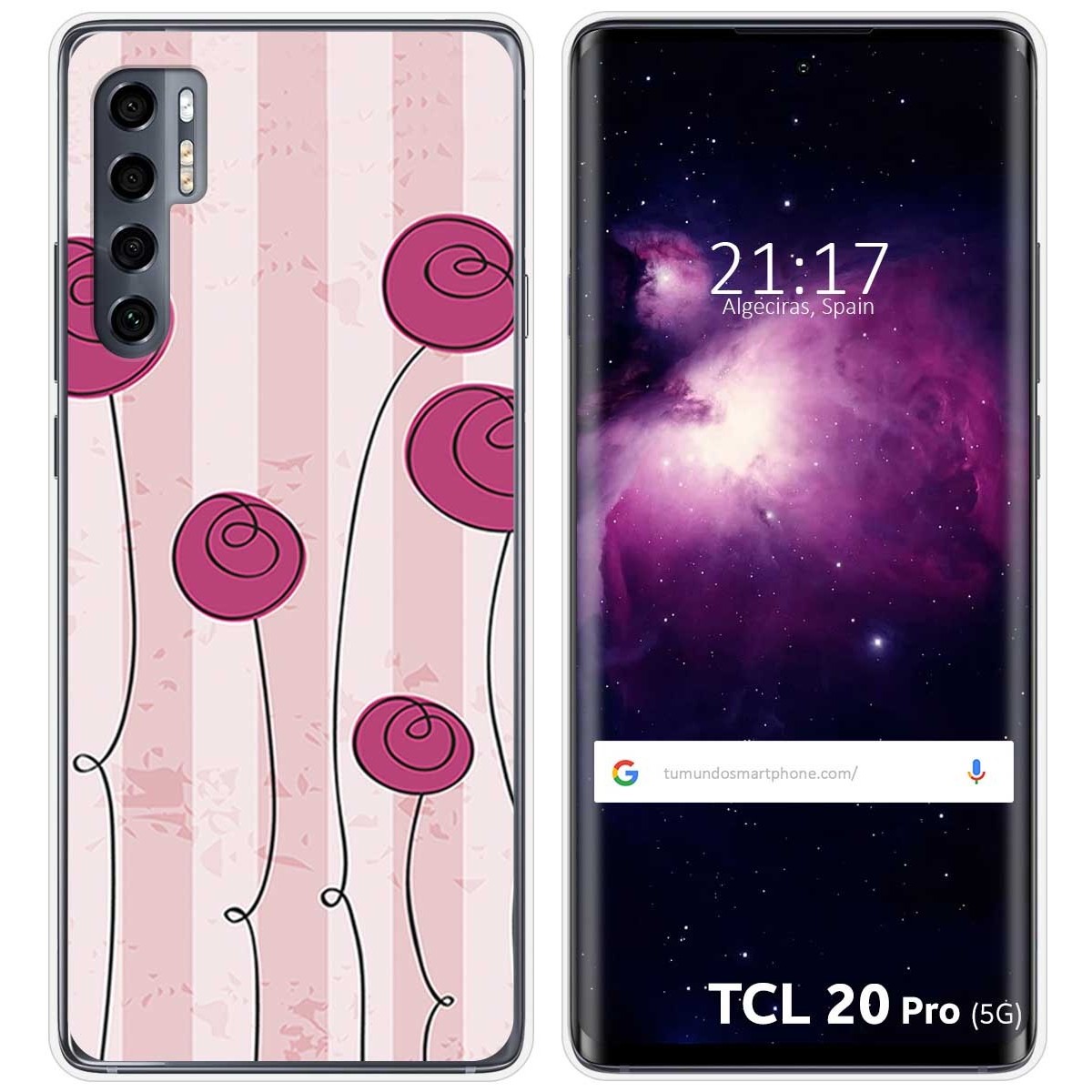 Funda Gel Tpu para TCL 20 Pro 5G diseño Flores Vintage Dibujos