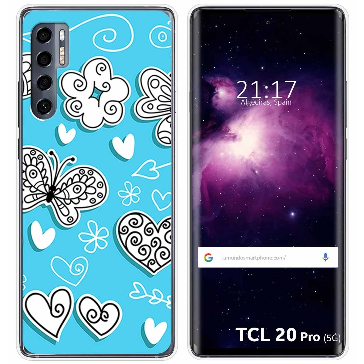 Funda Gel Tpu para TCL 20 Pro 5G diseño Mariposas Dibujos