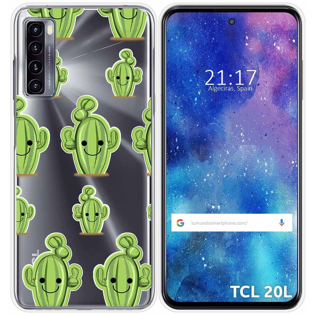 Funda Gel Transparente para TCL 20L / 20L+ diseño Cactus Dibujos