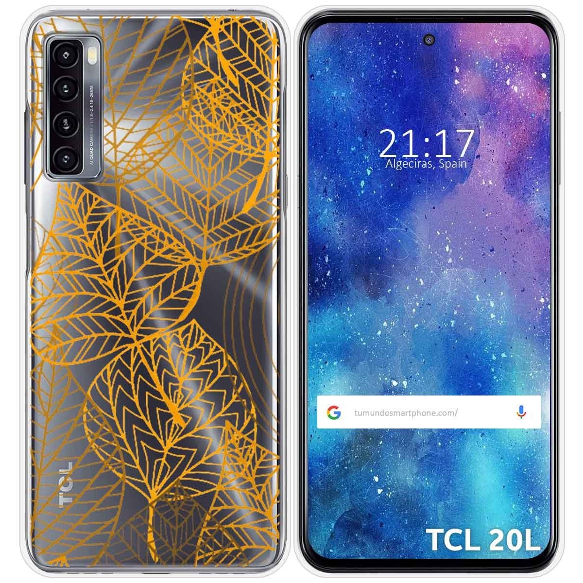 Funda Gel Transparente para TCL 20L / 20L+ diseño Hojas Dibujos