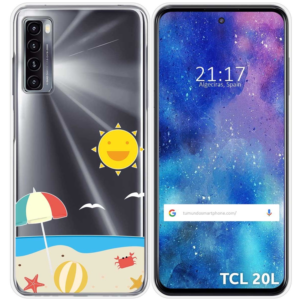 Funda Gel Transparente para TCL 20L / 20L+ diseño Playa Dibujos
