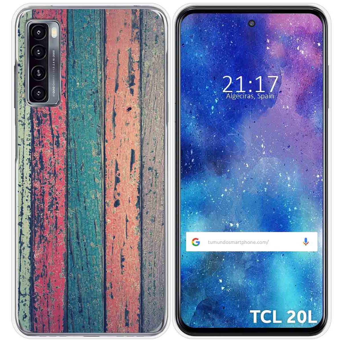 Funda Gel Tpu para TCL 20L / 20L+ diseño Madera 10 Dibujos