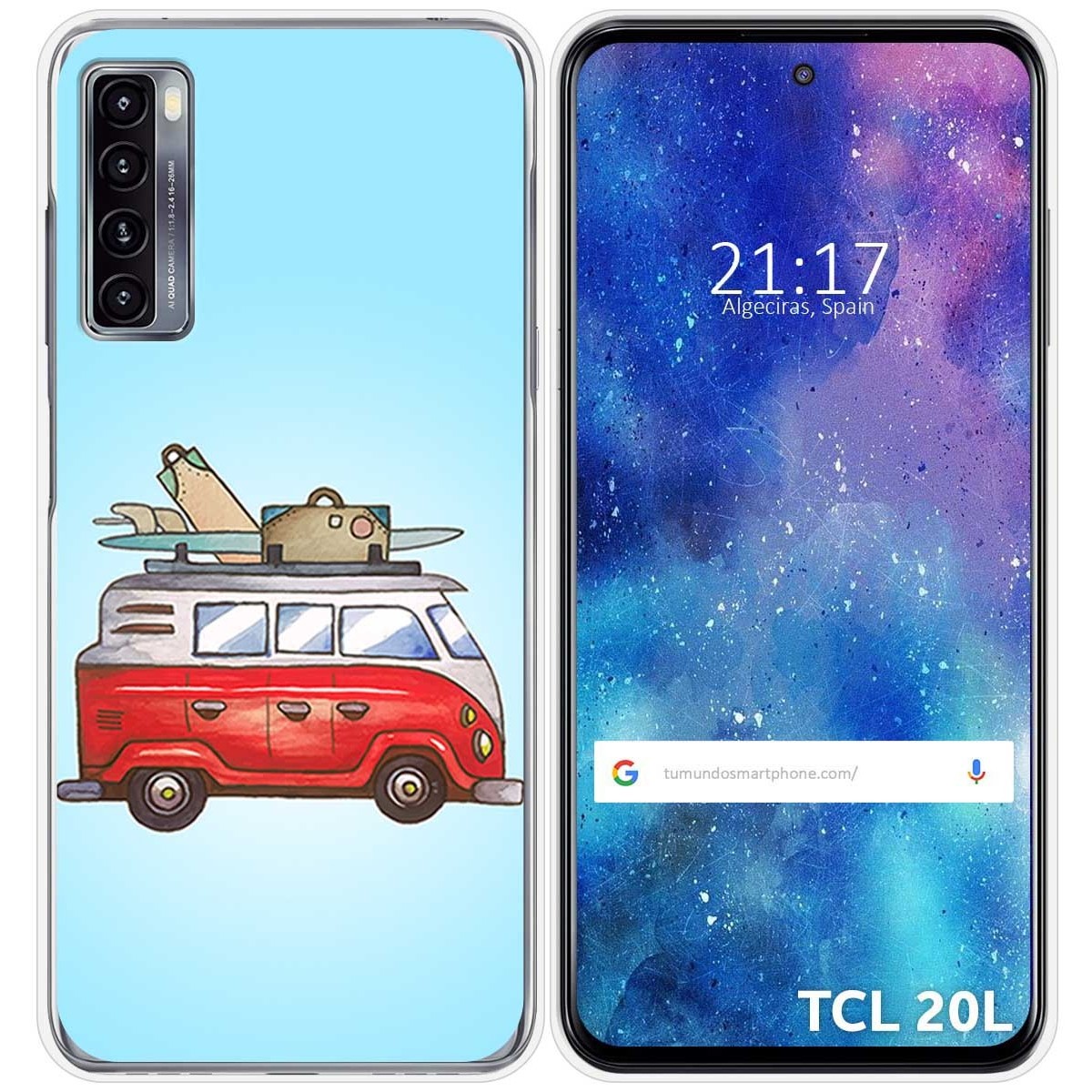 Funda Gel Tpu para TCL 20L / 20L+ diseño Furgoneta Dibujos