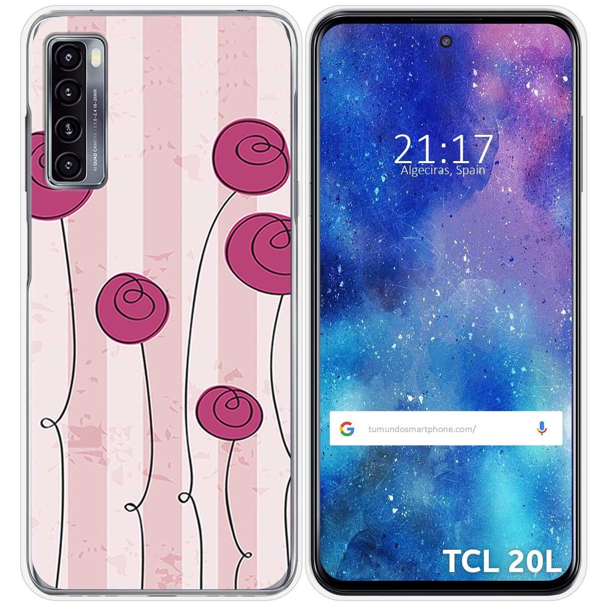 Funda Gel Tpu para TCL 20L / 20L+ diseño Flores Vintage Dibujos