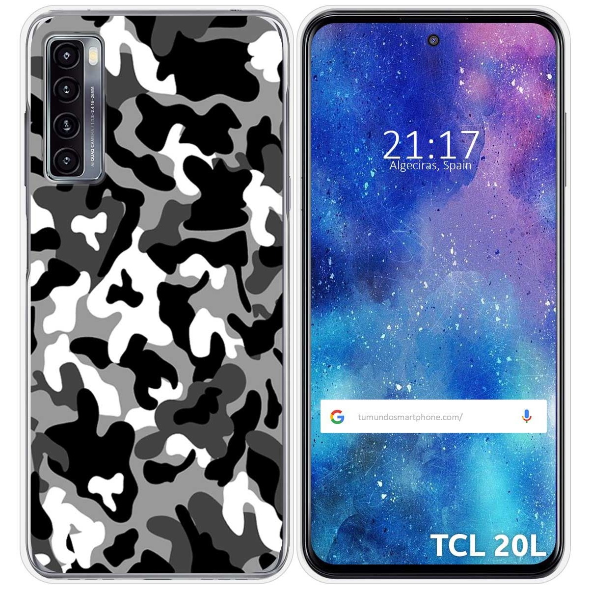 Funda Gel Tpu para TCL 20L / 20L+ diseño Snow Camuflaje Dibujos