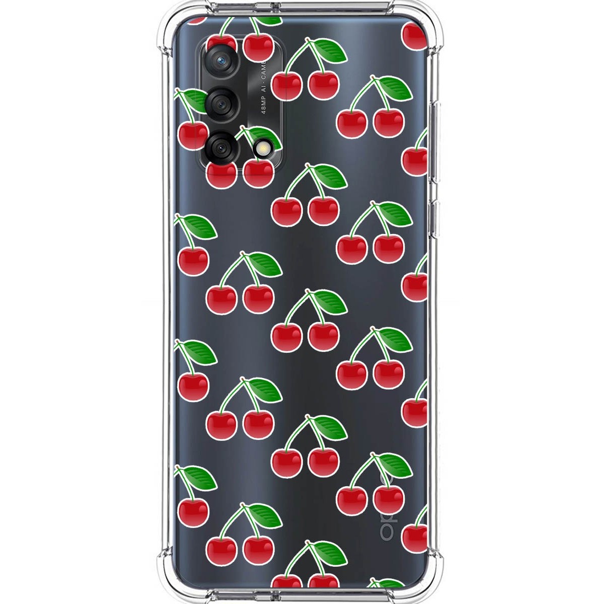 Funda Silicona Antigolpes para Oppo A74 4G diseño Cerezas Dibujos