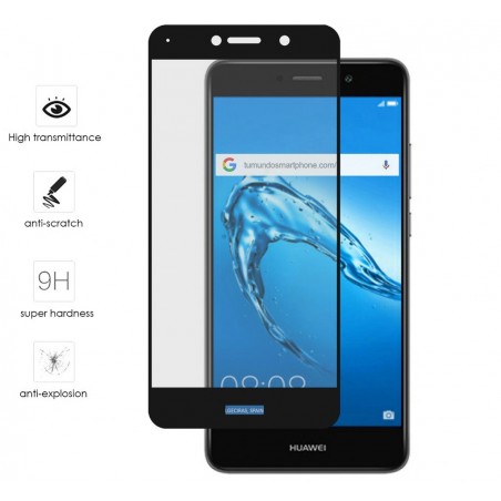 Protector Cristal Templado Frontal Completo Negro para Huawei Y7 Vidrio