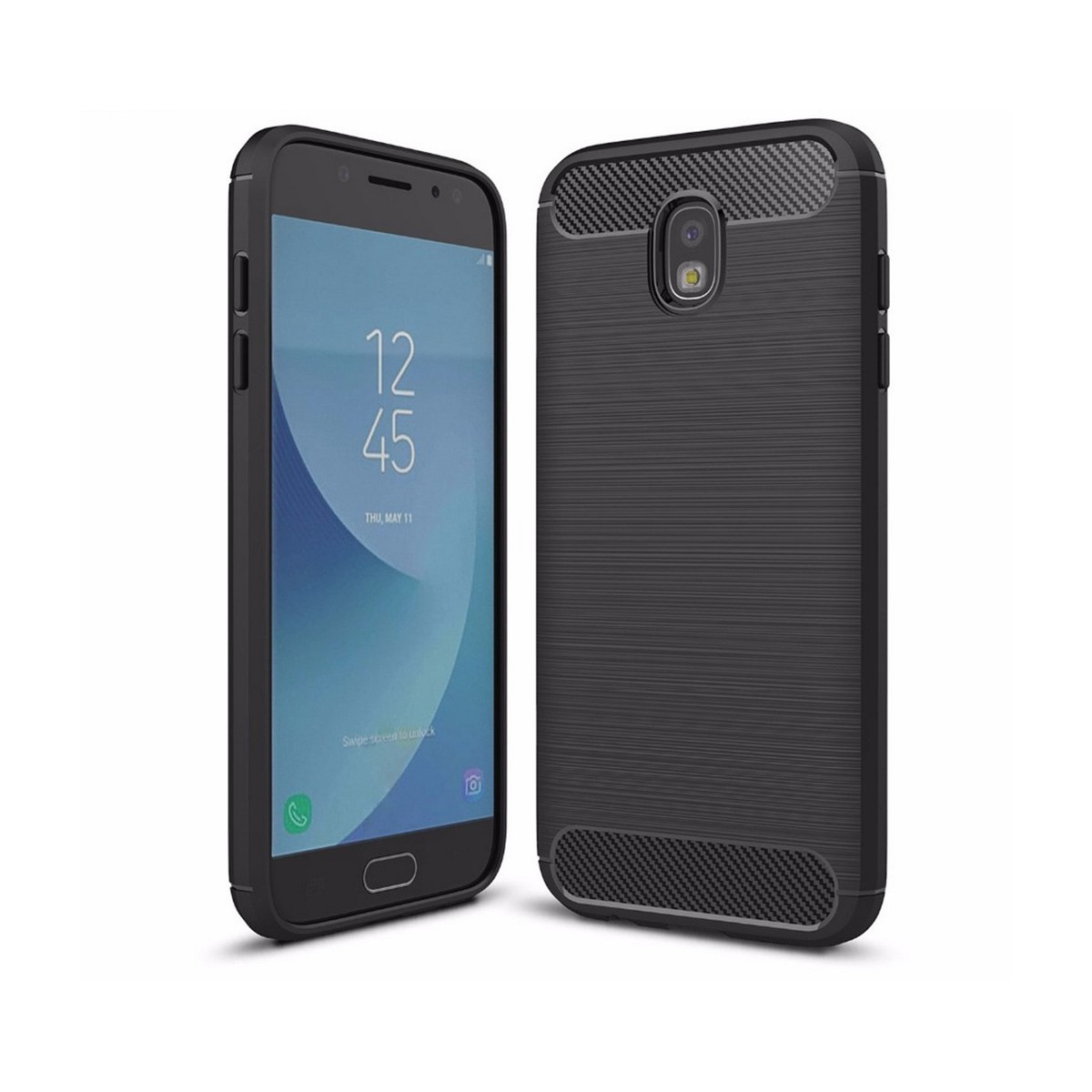 Funda Gel Tpu Tipo Carbon Negra para Samsung Galaxy J3 (2017)