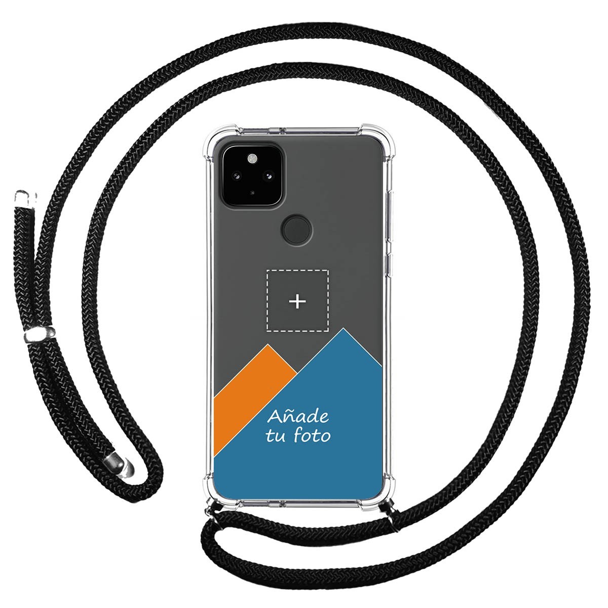 Personaliza tu Funda Colgante Transparente para Google Pixel 4a con Cordon Negro Dibujo Personalizada