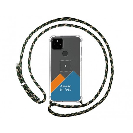 Personaliza tu Funda Colgante Transparente para Google Pixel 4a con Cordon Verde / Dorado Dibujo Personalizada