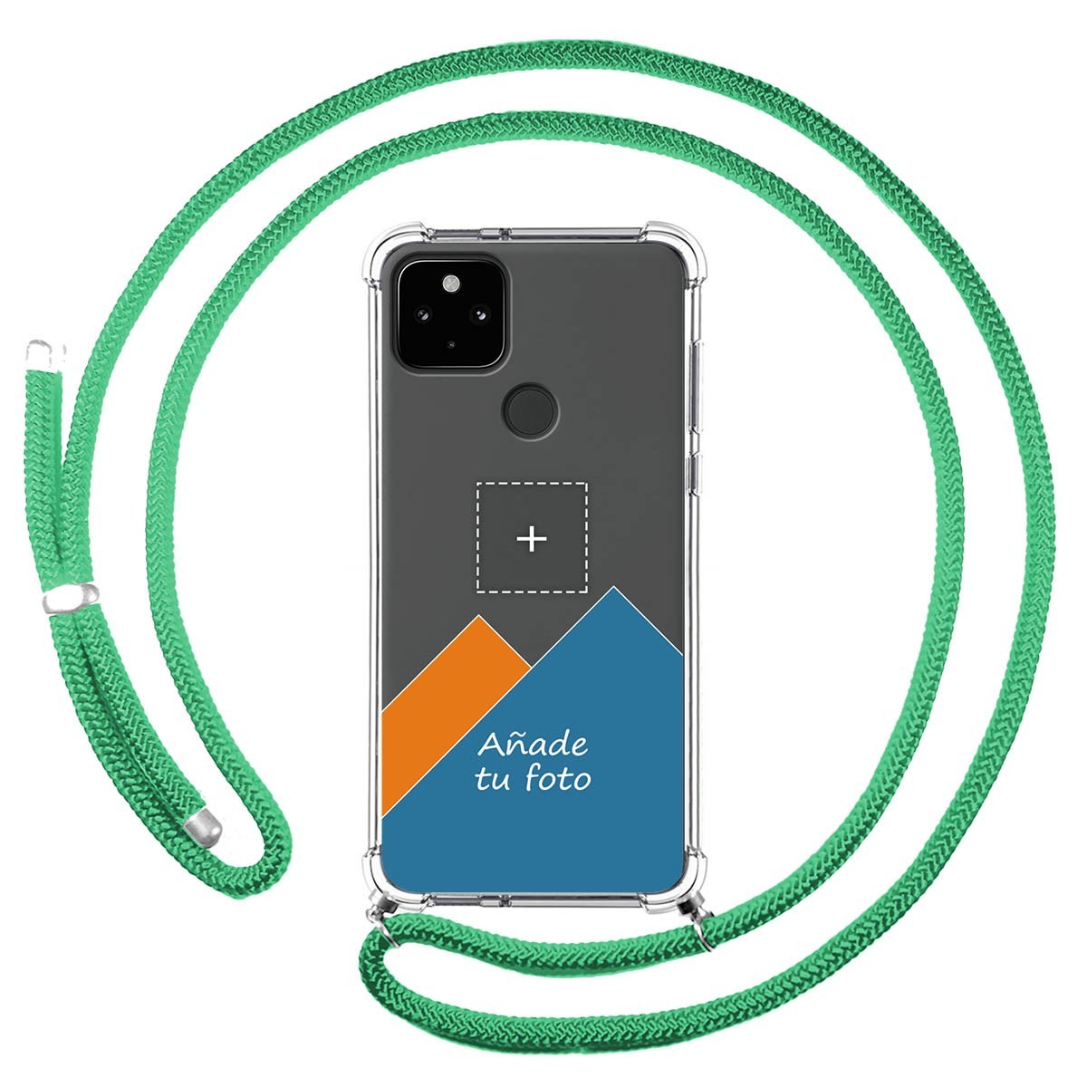 Personaliza tu Funda Colgante Transparente para Google Pixel 4a con Cordon Verde Agua Dibujo Personalizada