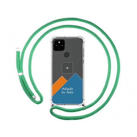 Personaliza tu Funda Colgante Transparente para Google Pixel 4a con Cordon Verde Agua Dibujo Personalizada