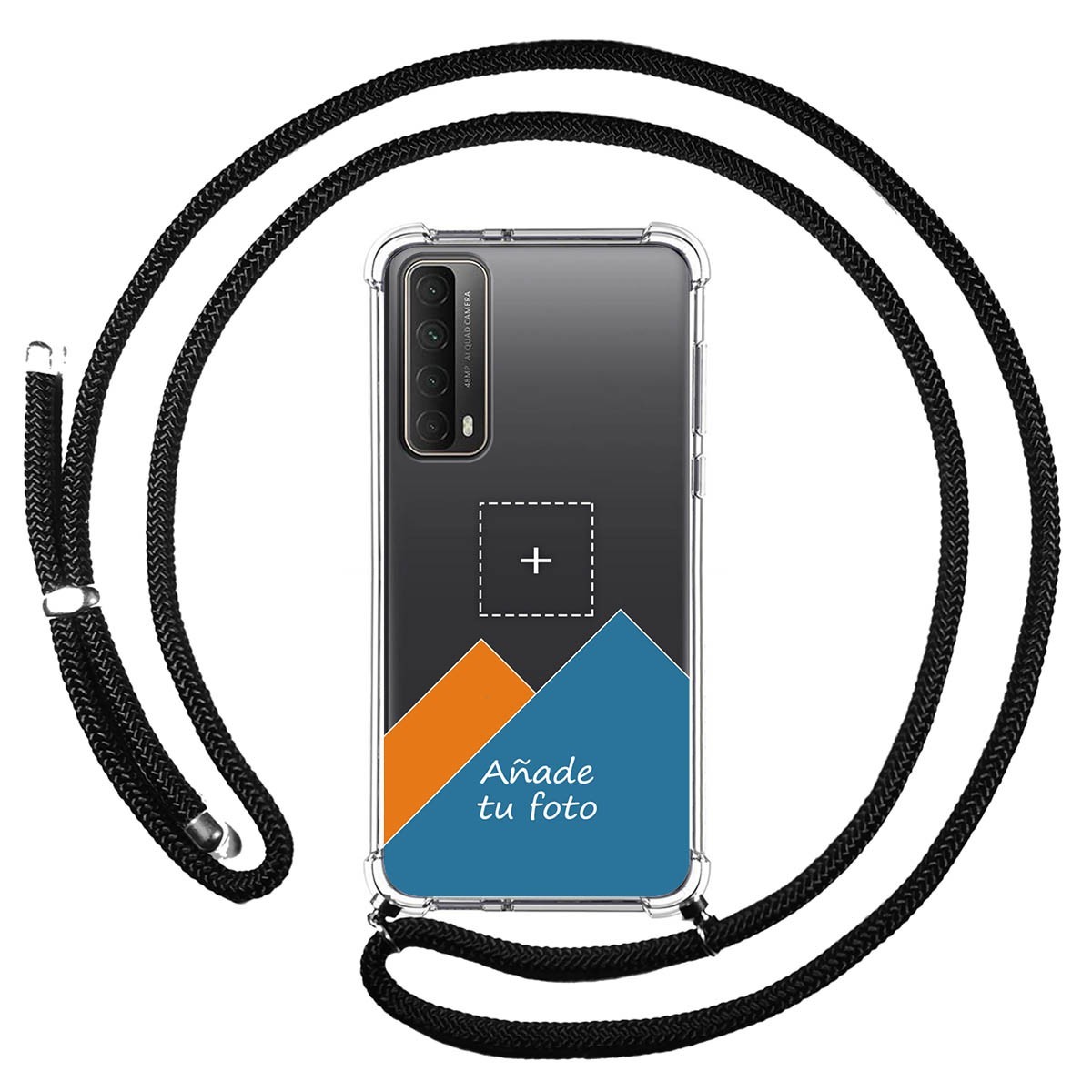 Personaliza tu Funda Colgante Transparente para Huawei P Smart 2021 con Cordon Negro Dibujo Personalizada