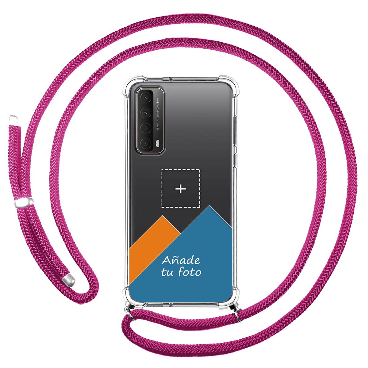 Personaliza tu Funda Colgante Transparente para Huawei P Smart 2021 con Cordon Rosa Fucsia Dibujo Personalizada