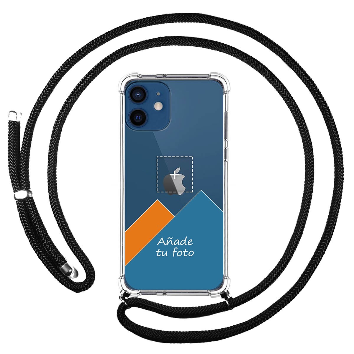 Personaliza tu Funda Colgante Transparente para Iphone 12 / 12 Pro (6.1) con Cordon Negro Dibujo Personalizada
