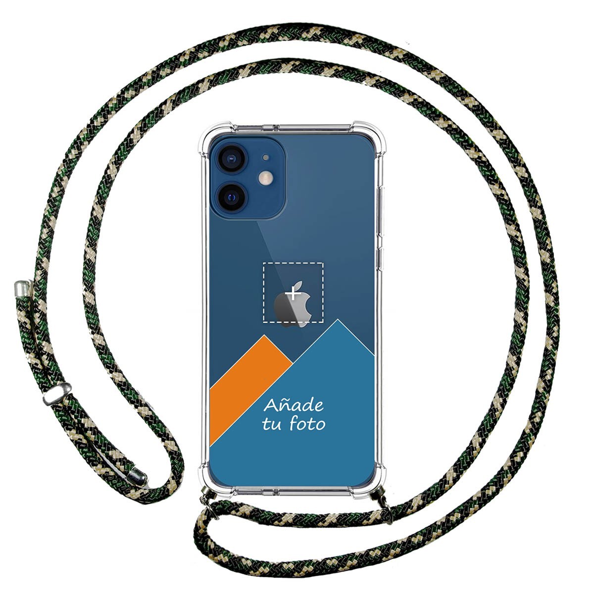 Personaliza tu Funda Colgante Transparente para Iphone 12 / 12 Pro (6.1) con Cordon Verde / Dorado Dibujo Personalizada