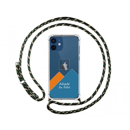 Personaliza tu Funda Colgante Transparente para Iphone 12 / 12 Pro (6.1) con Cordon Verde / Dorado Dibujo Personalizada