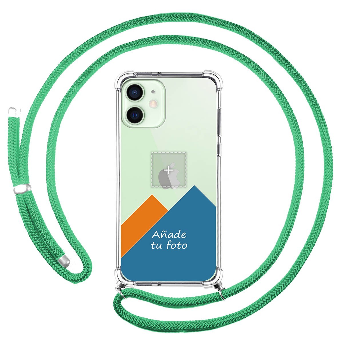 Personaliza tu Funda Colgante Transparente para Iphone 12 / 12 Pro (6.1) con Cordon Verde Agua Dibujo Personalizada