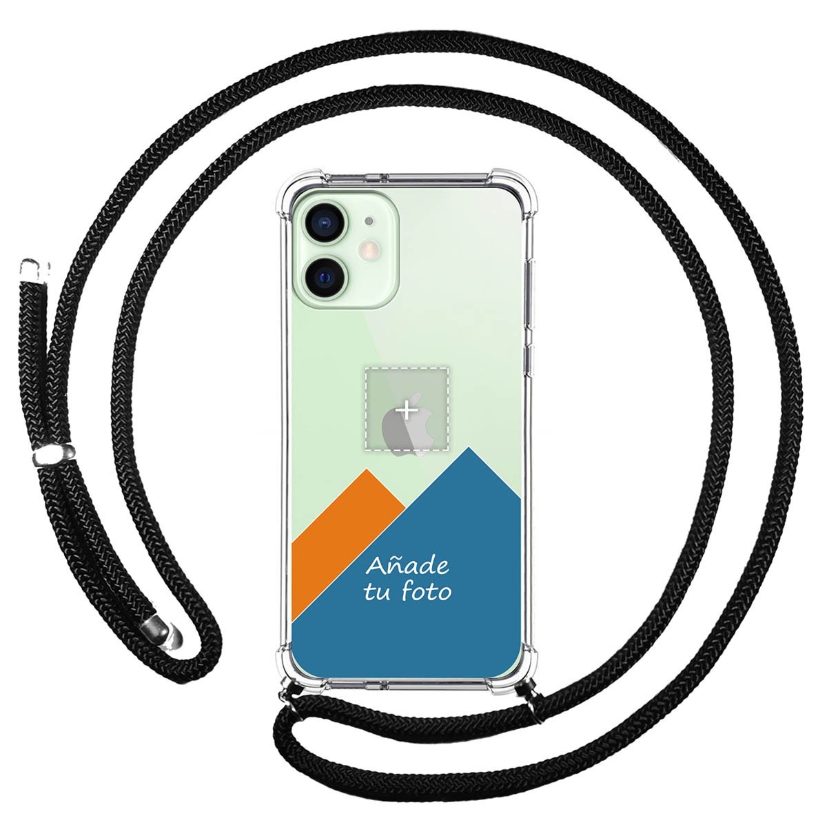 Personaliza tu Funda Colgante Transparente para Iphone 12 Mini (5.4) con Cordon Negro Dibujo Personalizada