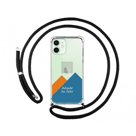 Personaliza tu Funda Colgante Transparente para Iphone 12 Mini (5.4) con Cordon Negro Dibujo Personalizada