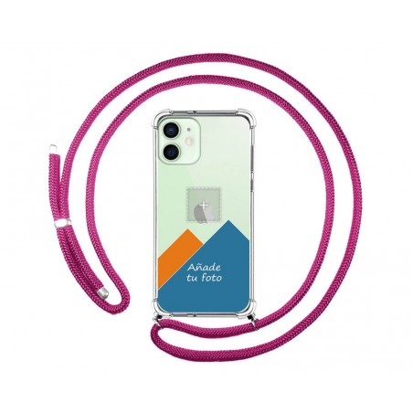 Personaliza tu Funda Colgante Transparente para Iphone 12 Mini (5.4) con Cordon Rosa Fucsia Dibujo Personalizada
