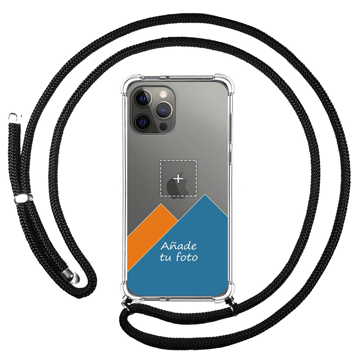 Personaliza tu Funda Colgante Transparente para Iphone 12 Pro Max (6.7) con Cordon Negro Dibujo Personalizada