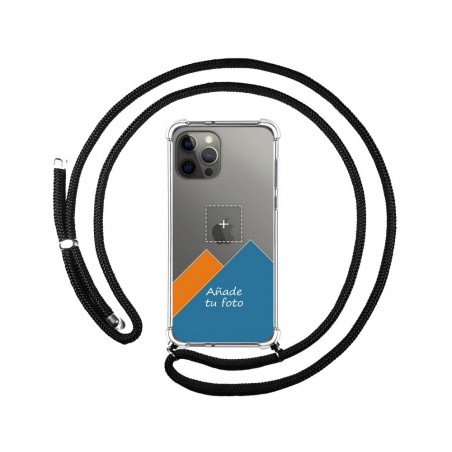 Personaliza tu Funda Colgante Transparente para Iphone 12 Pro Max (6.7) con Cordon Negro Dibujo Personalizada