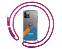 Personaliza tu Funda Colgante Transparente para Iphone 12 Pro Max (6.7) con Cordon Rosa Fucsia Dibujo Personalizada