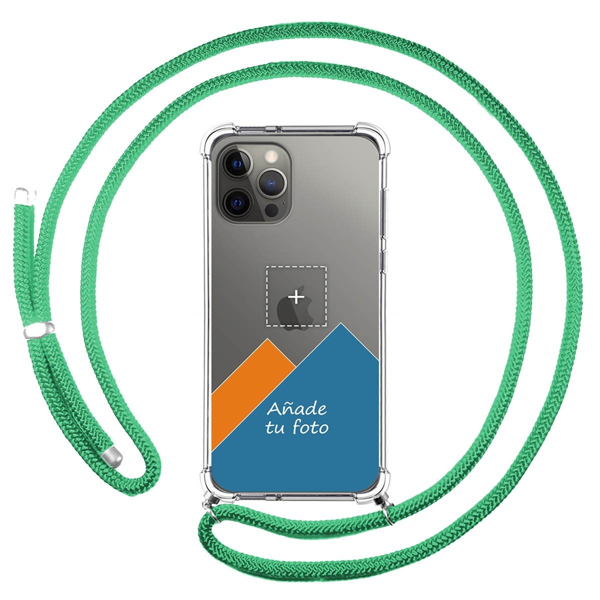 Personaliza tu Funda Colgante Transparente para Iphone 12 Pro Max (6.7) con Cordon Verde Agua Dibujo Personalizada