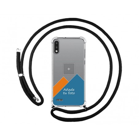 Personaliza tu Funda Colgante Transparente para Lg K22 con Cordon Negro Dibujo Personalizada