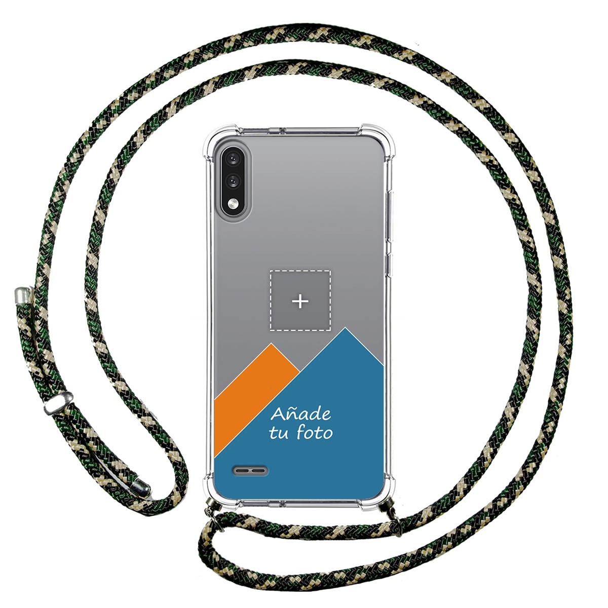 Personaliza tu Funda Colgante Transparente para Lg K22 con Cordon Verde / Dorado Dibujo Personalizada