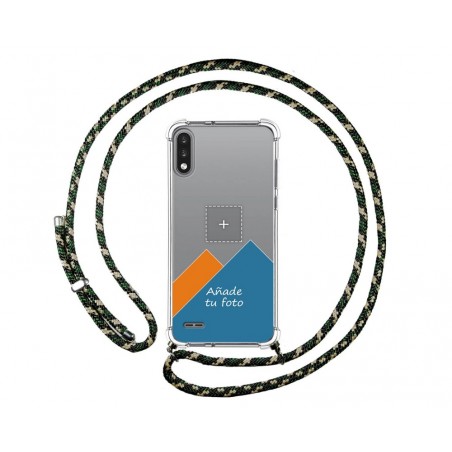 Personaliza tu Funda Colgante Transparente para Lg K22 con Cordon Verde / Dorado Dibujo Personalizada