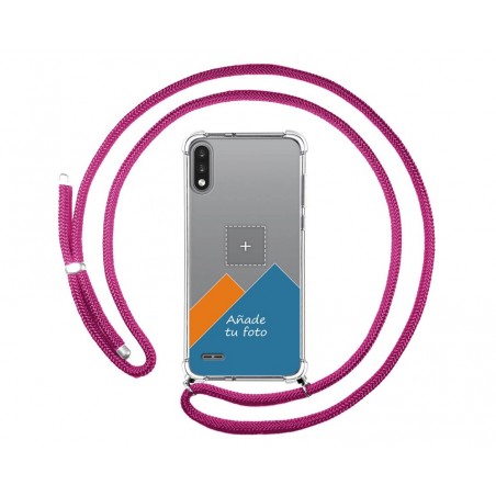 Personaliza tu Funda Colgante Transparente para Lg K22 con Cordon Rosa Fucsia Dibujo Personalizada