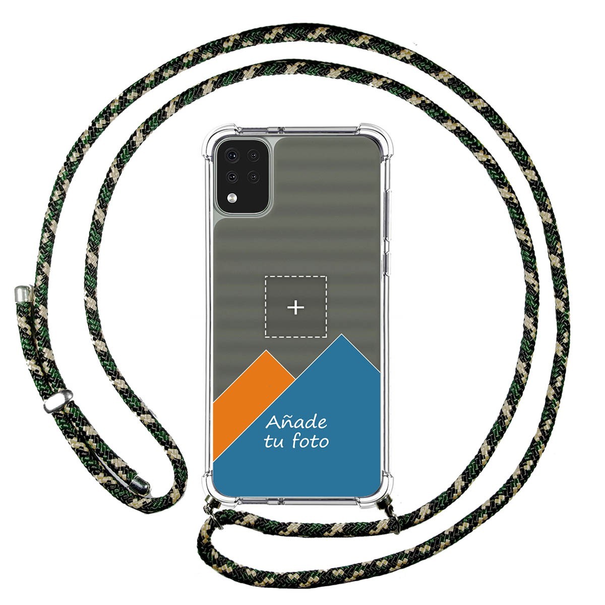 Personaliza tu Funda Colgante Transparente para Lg K42 con Cordon Verde / Dorado Dibujo Personalizada