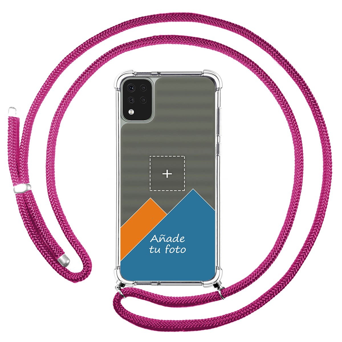 Personaliza tu Funda Colgante Transparente para Lg K42 con Cordon Rosa Fucsia Dibujo Personalizada