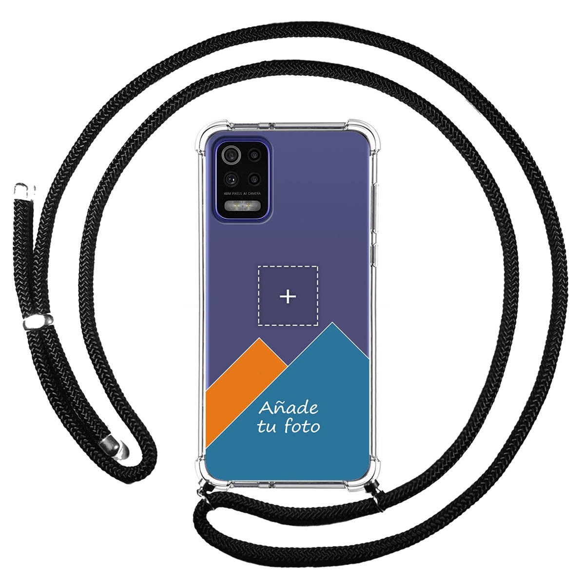 Personaliza tu Funda Colgante Transparente para Lg K52 con Cordon Negro Dibujo Personalizada