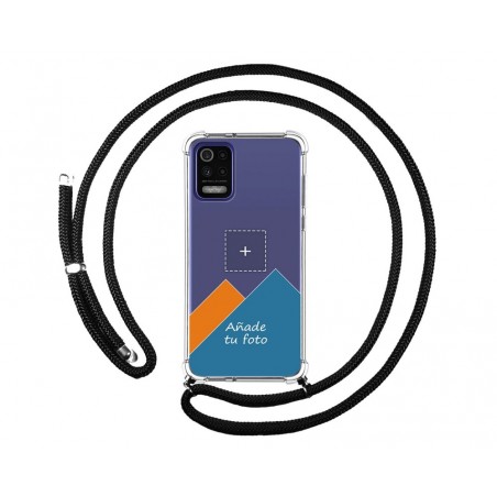Personaliza tu Funda Colgante Transparente para Lg K52 con Cordon Negro Dibujo Personalizada