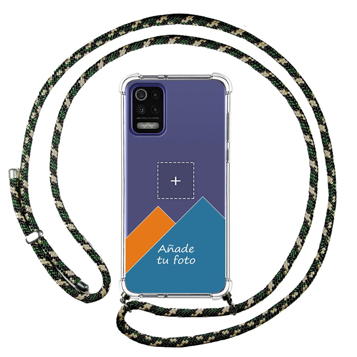 Personaliza tu Funda Colgante Transparente para Lg K52 con Cordon Verde / Dorado Dibujo Personalizada