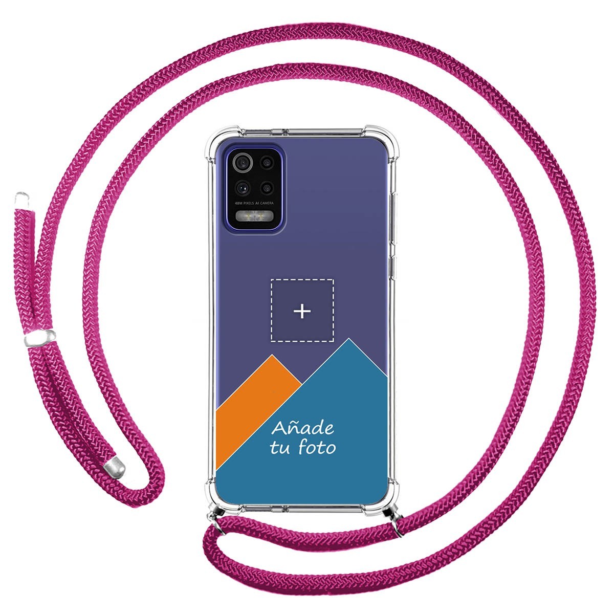 Personaliza tu Funda Colgante Transparente para Lg K52 con Cordon Rosa Fucsia Dibujo Personalizada