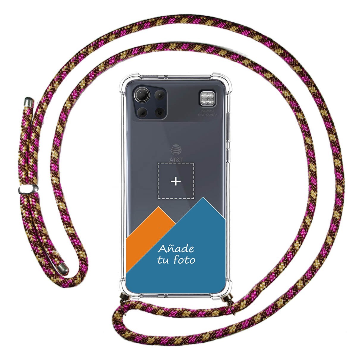 Personaliza tu Funda Colgante Transparente para Lg K92 5G con Cordon Rosa / Dorado Dibujo Personalizada