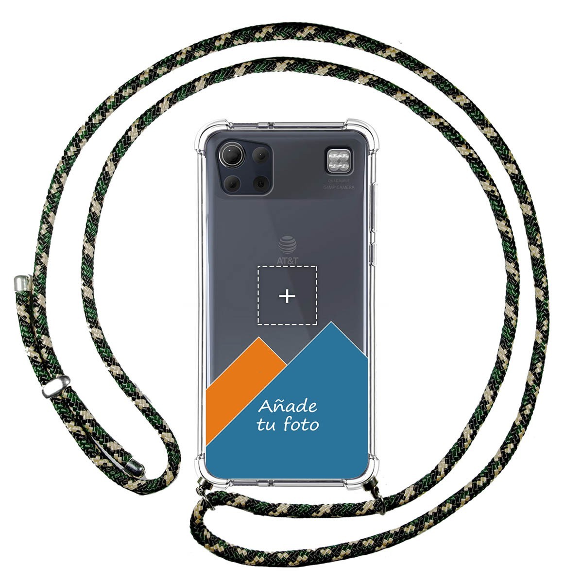 Personaliza tu Funda Colgante Transparente para Lg K92 5G con Cordon Verde / Dorado Dibujo Personalizada