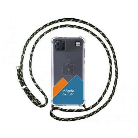 Personaliza tu Funda Colgante Transparente para Lg K92 5G con Cordon Verde / Dorado Dibujo Personalizada