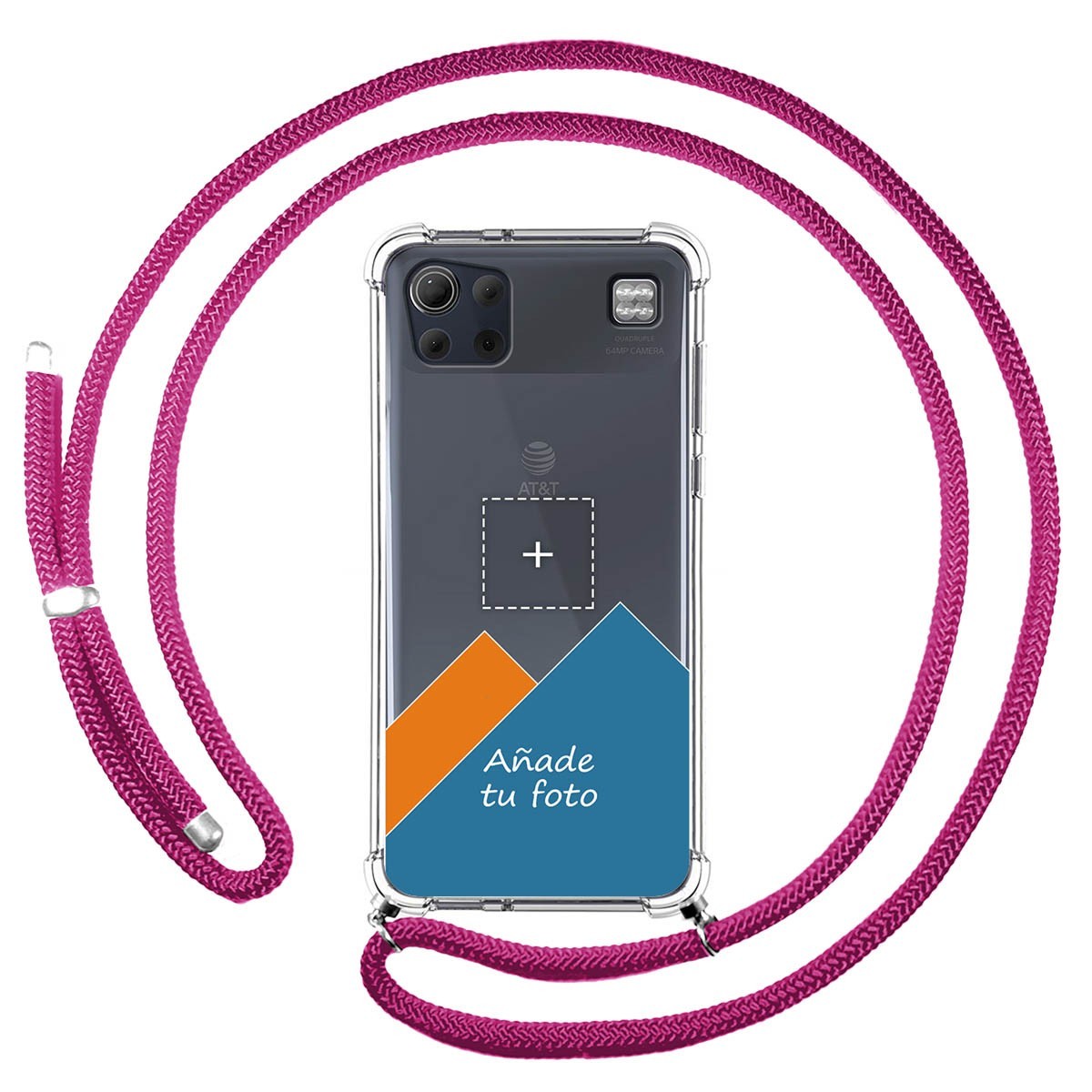 Personaliza tu Funda Colgante Transparente para Lg K92 5G con Cordon Rosa Fucsia Dibujo Personalizada