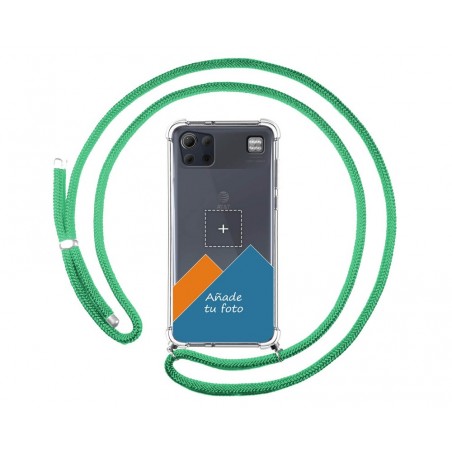 Personaliza tu Funda Colgante Transparente para Lg K92 5G con Cordon Verde Agua Dibujo Personalizada